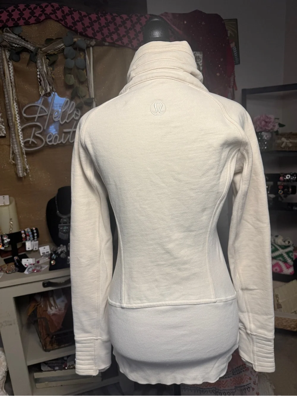 Women's Lululemon Cream High-Collar Zip Active Jacket